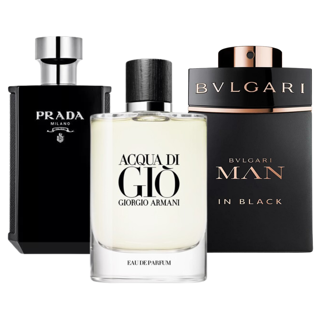 Kit 3 Perfumes - Bvlgari In Black, Giorgio Armani Acqua Di Gio, L'Homme Prada Intense (Eau Parfum)