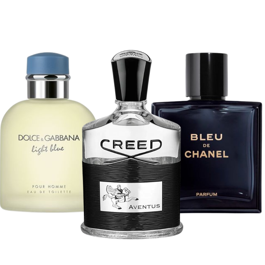 Kit 3 Perfumes - Bleu de Chanel, Creed Aventus, Dolce Gabbana Light Blue (Eau Parfum)